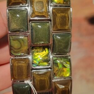 Lia Sophia Green and Gold Mosaic Bracelet
